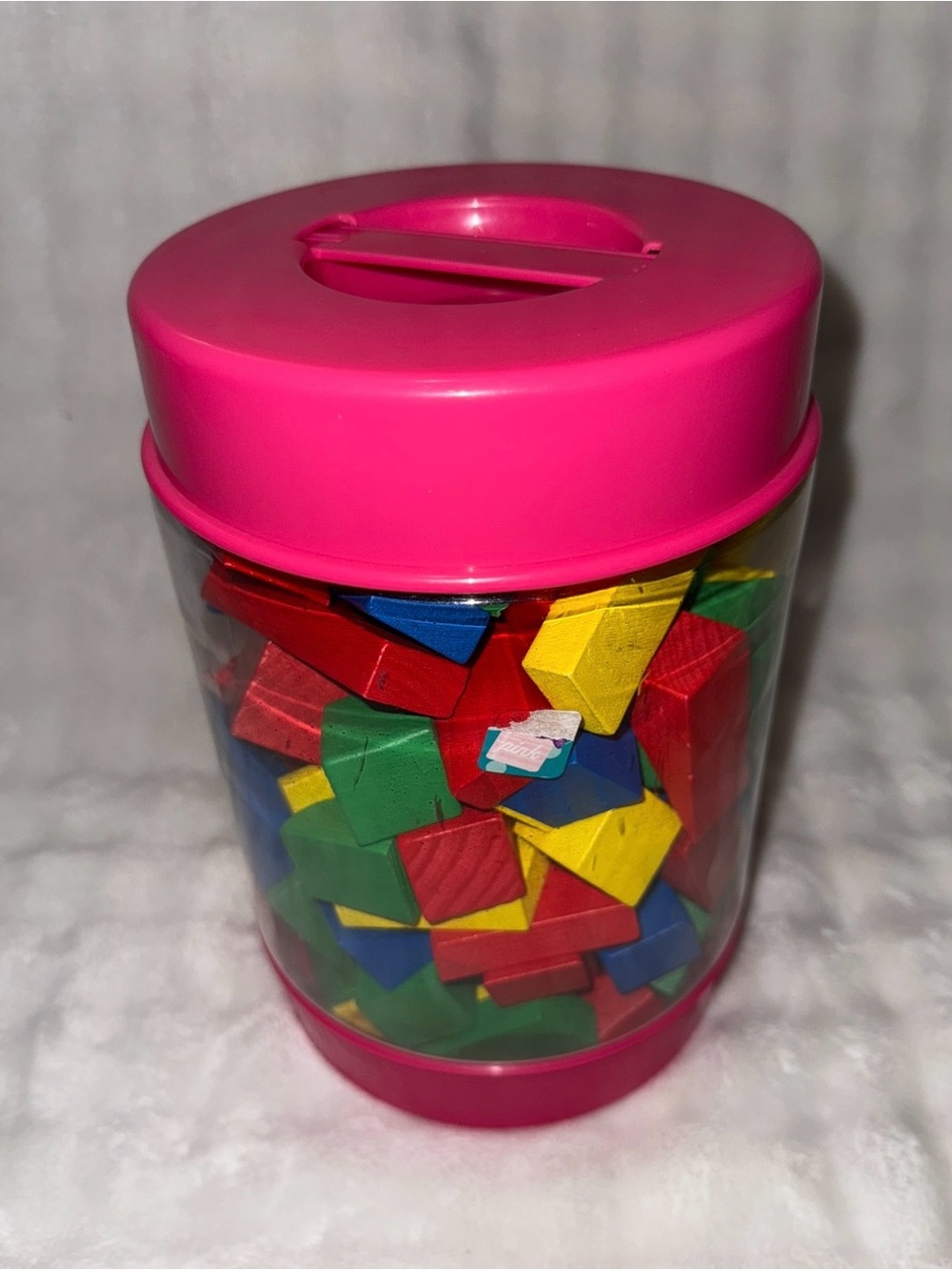 Kids Shape Building Blocks Jar - Pink Lid